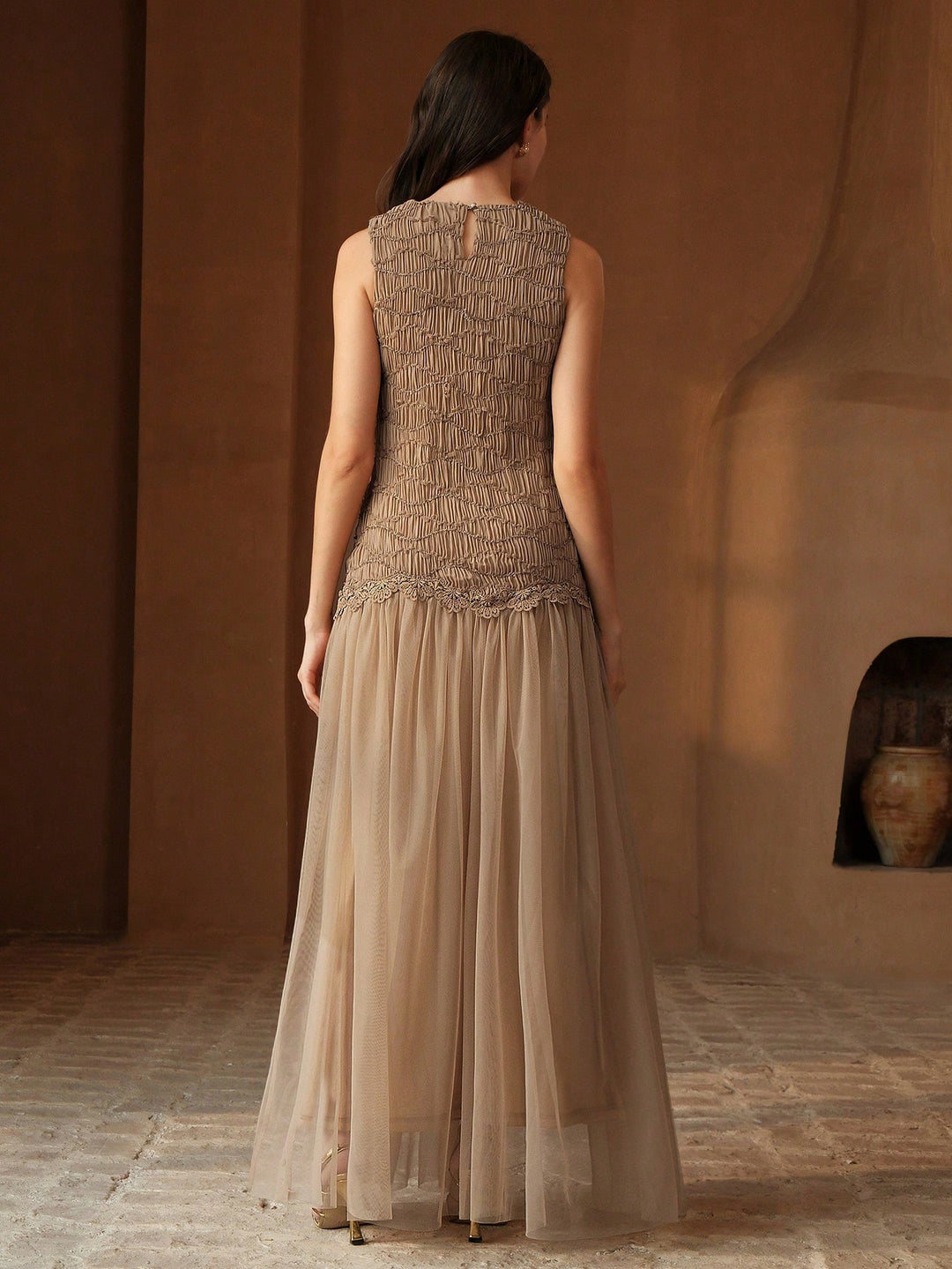 SHEIN maxi ruha, bézs