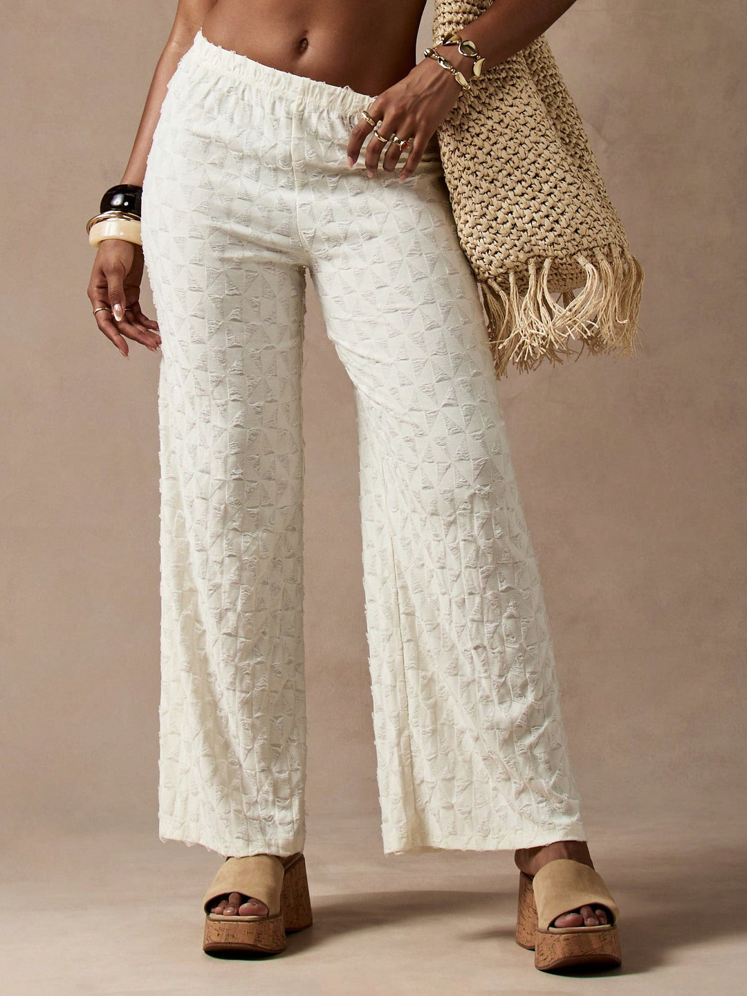 Pantaloni SHEIN, alb