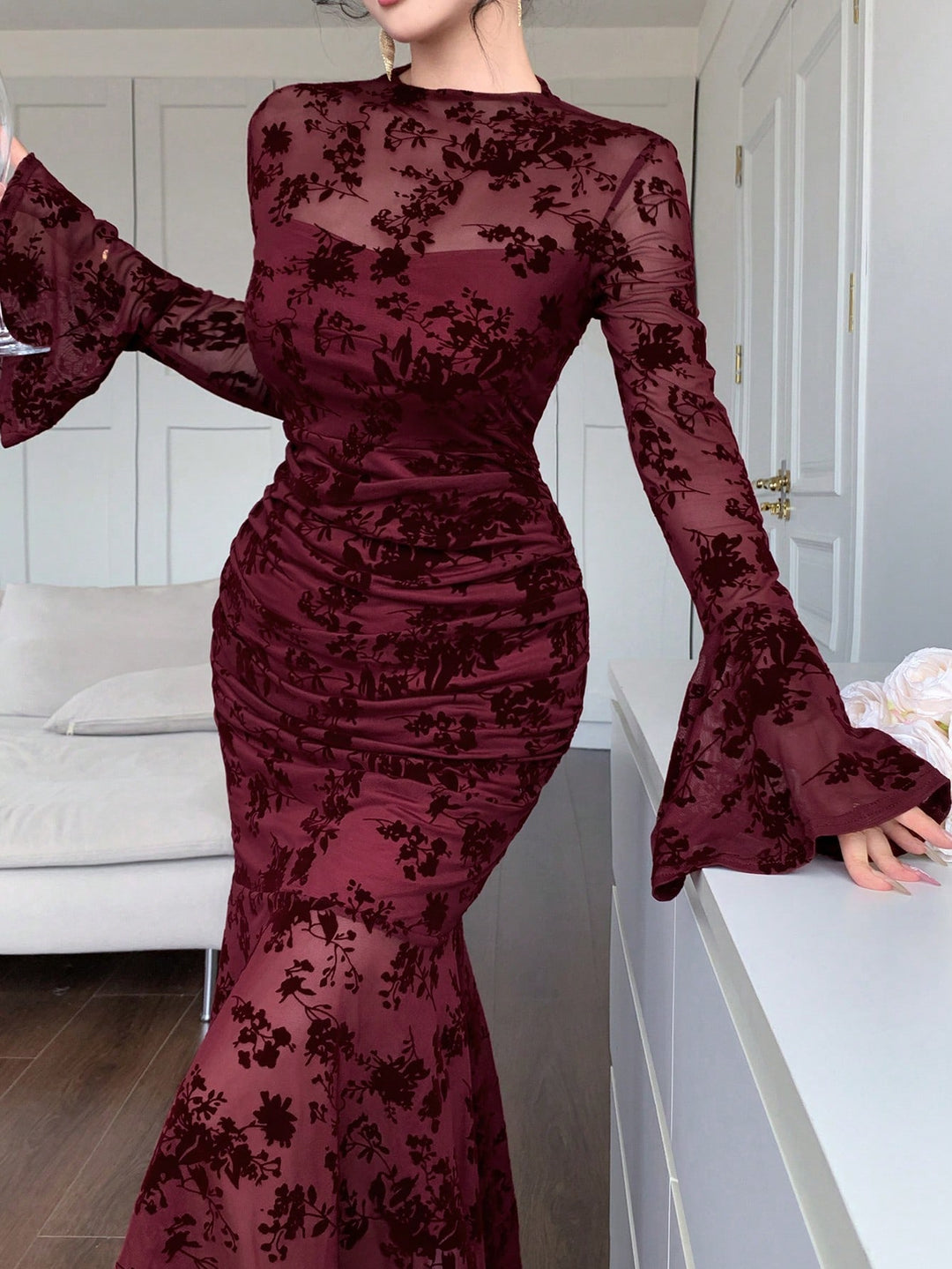 Rochie midi SHEIN, vișiniu
