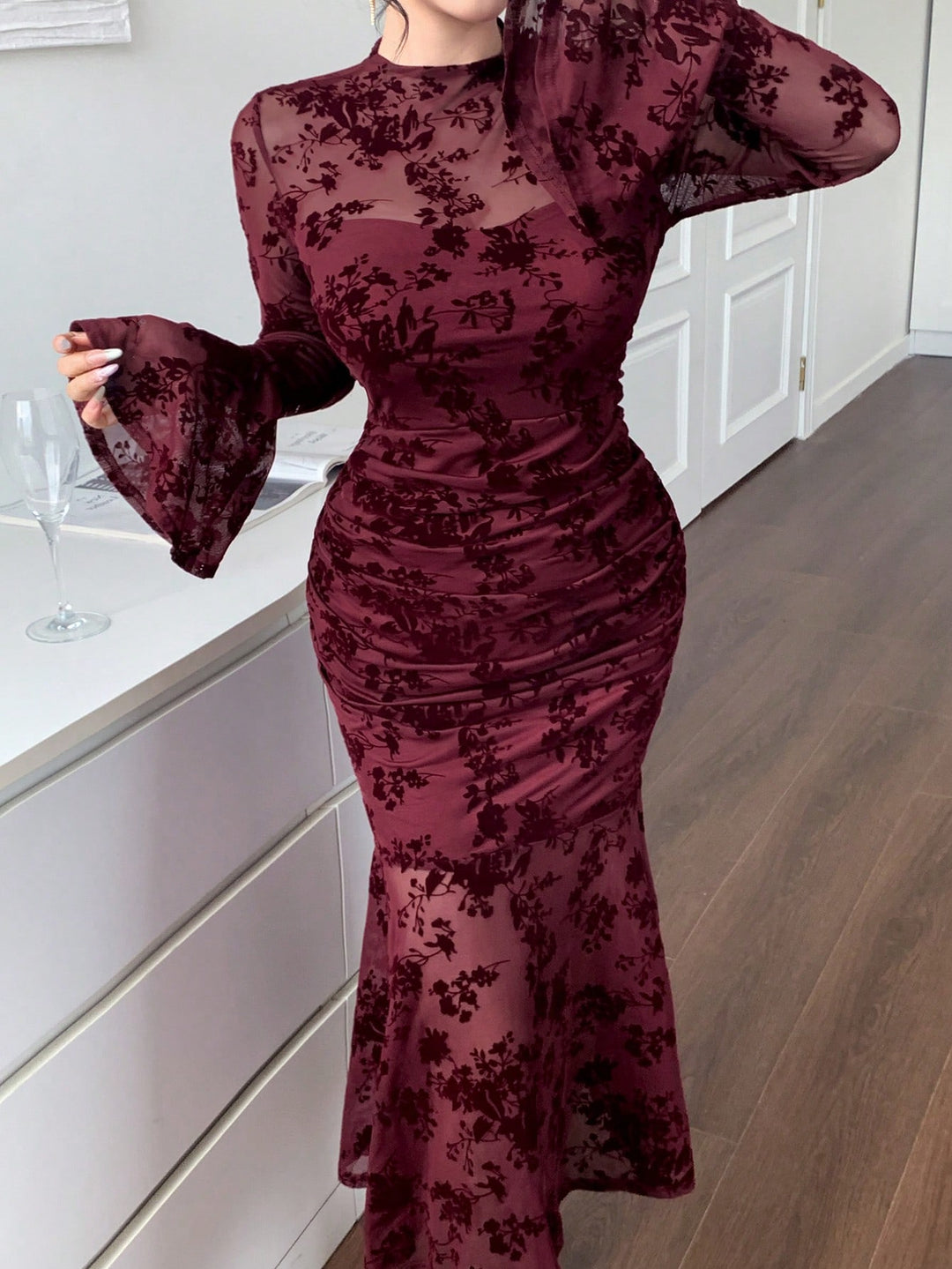 Rochie midi SHEIN, vișiniu