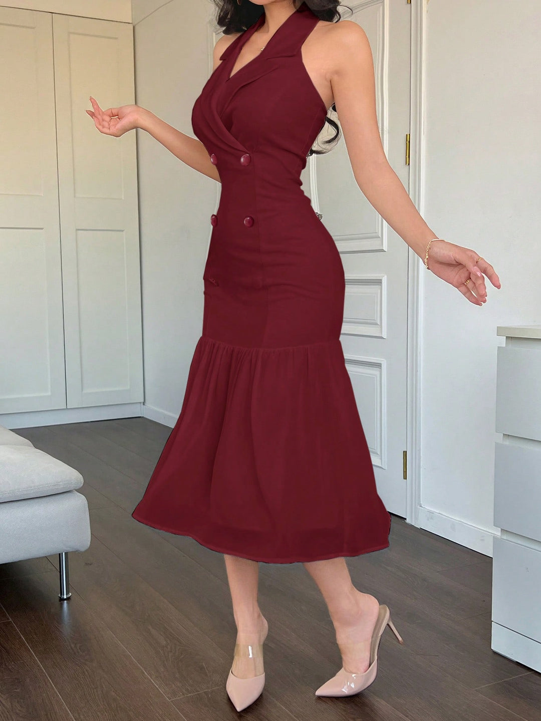 Rochie midi SHEIN, vișiniu
