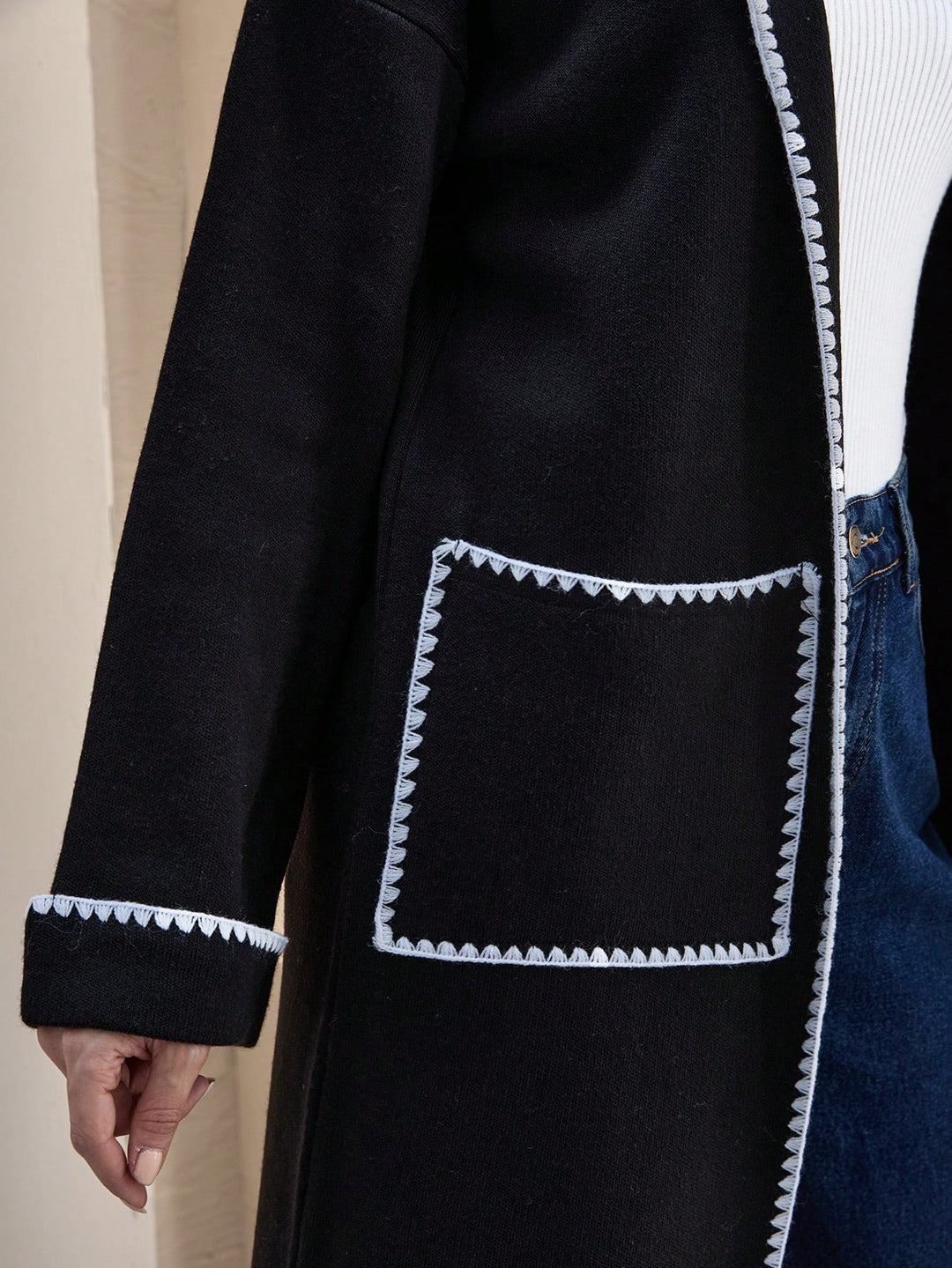 Cardigan lung Shein, negru