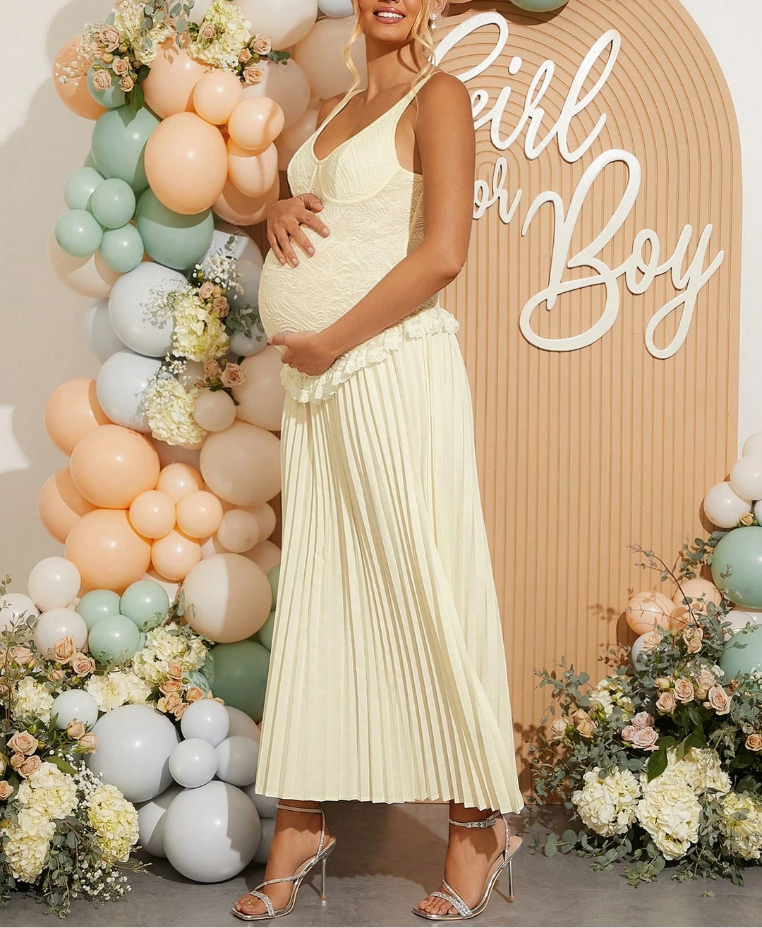 Rochie maxi SHEIN, crem
