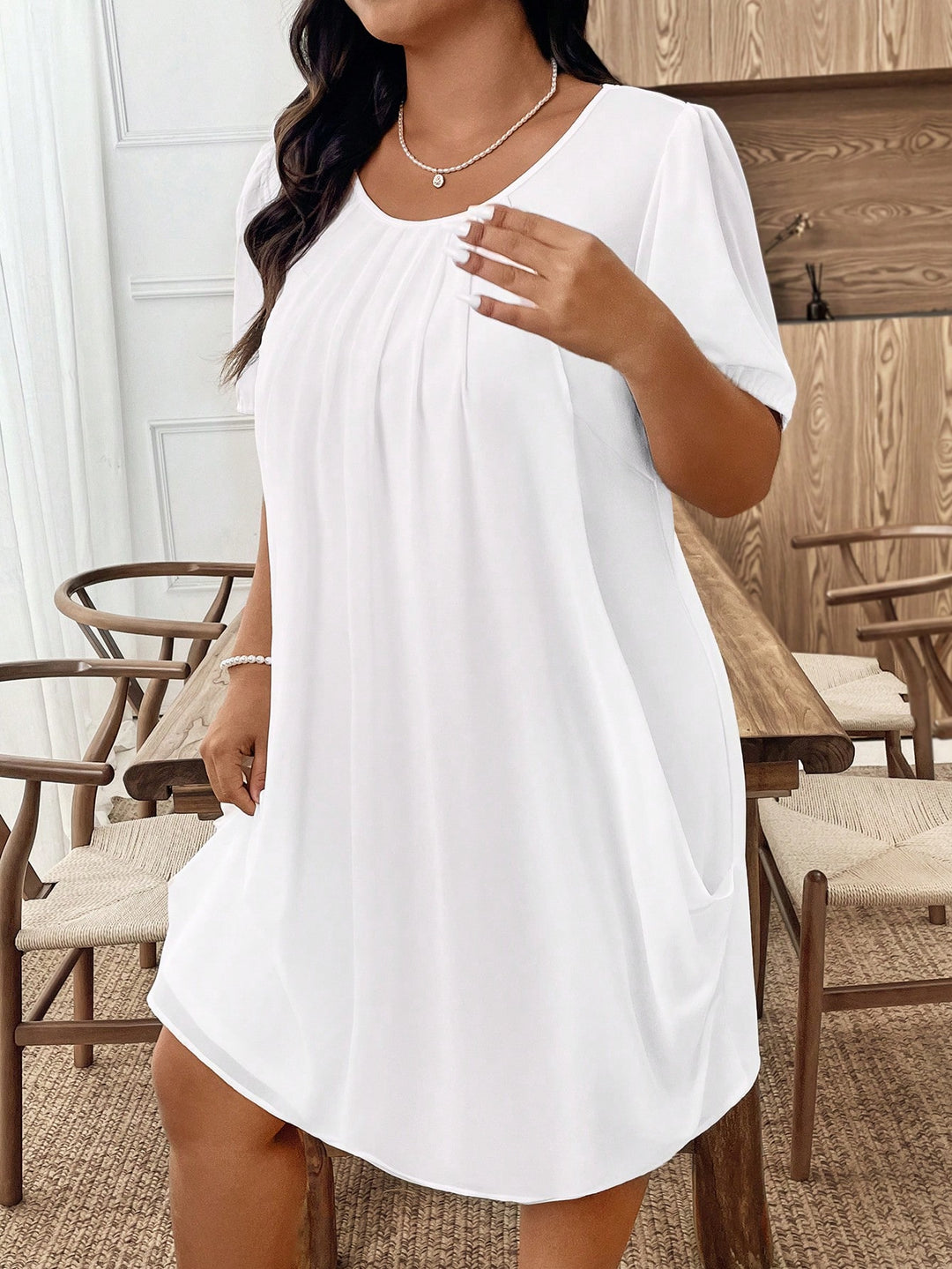 Shein Curve+ miniruha, fehér