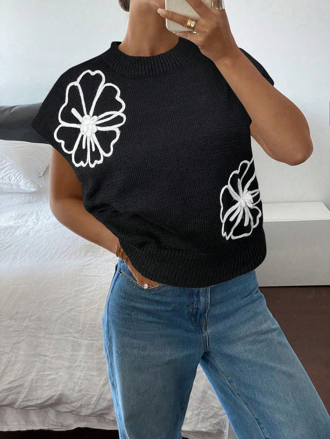 Pulover tricotat SHEIN, negru