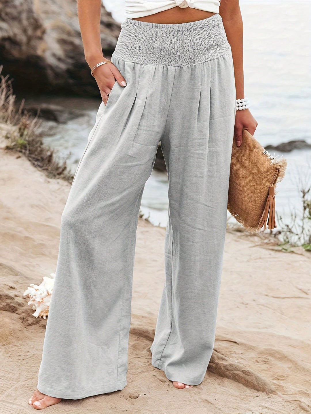 Pantaloni SHEIN, argintiu