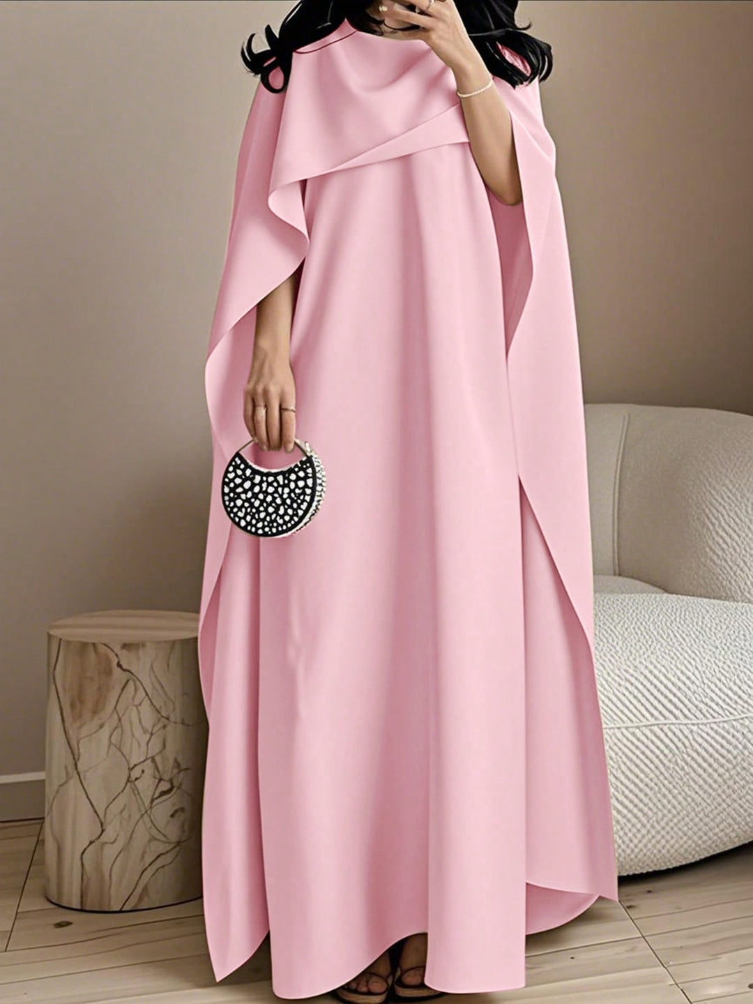Set caftan și jalabiya SHEIN, roz