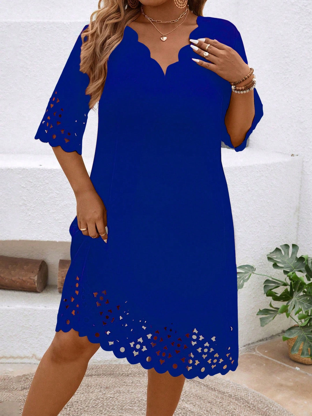 Shein Curve+ midi ruha, kék