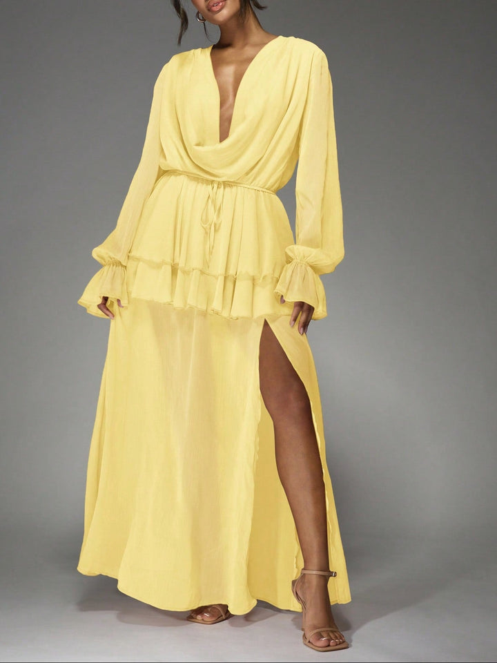 Rochie maxi Missguided by Shein, galben