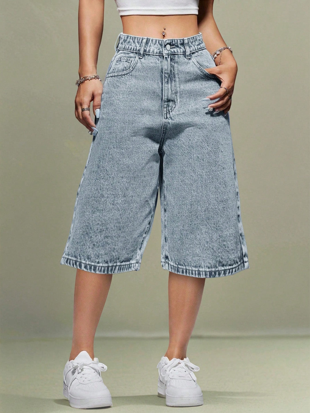 Pantaloni 3/4 SHEIN, albastru