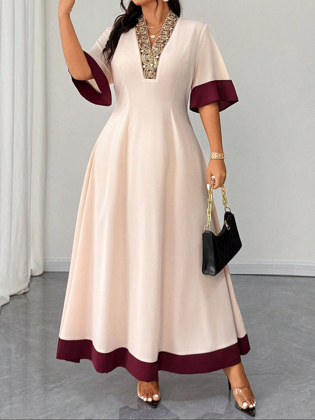 Rochie maxi Shein Curve+, mix culori
