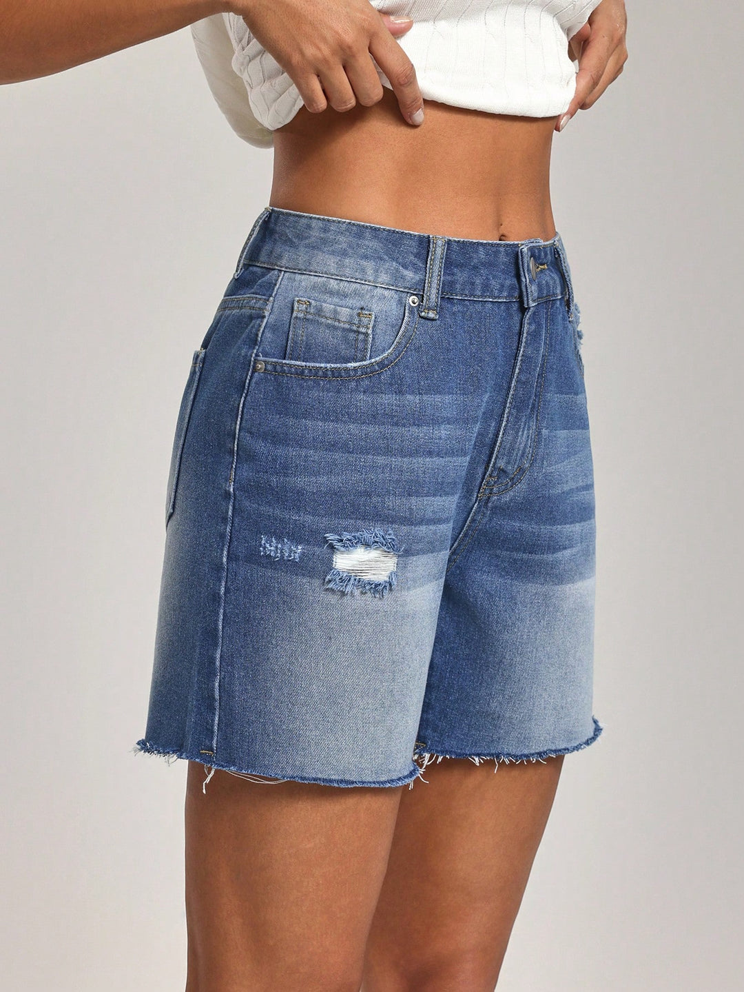 Pantaloni scurți de blugi SHEIN, albastru