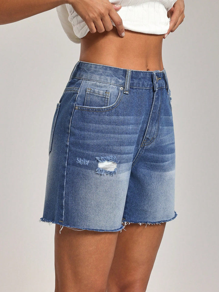 Pantaloni scurți de blugi SHEIN, albastru