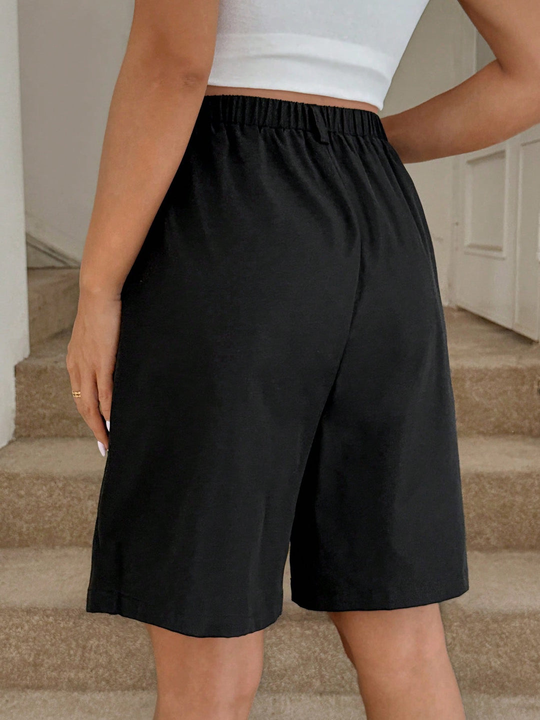 Pantaloni scuți Shein, negru