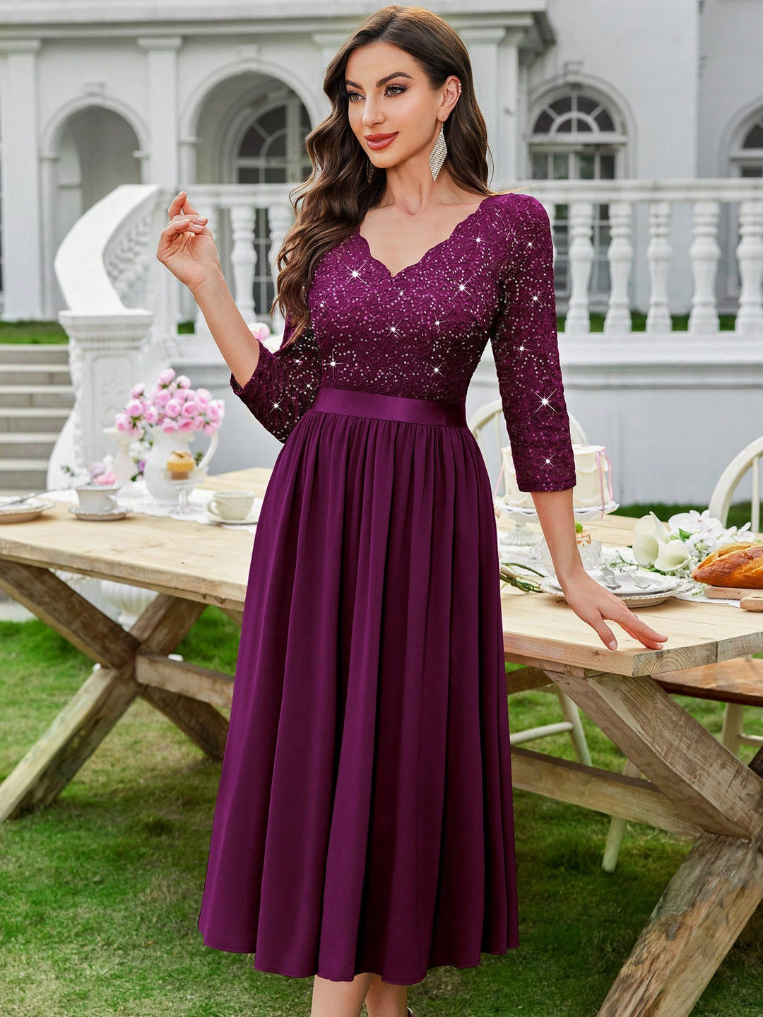 Rochie midi SHEIN, vișiniu