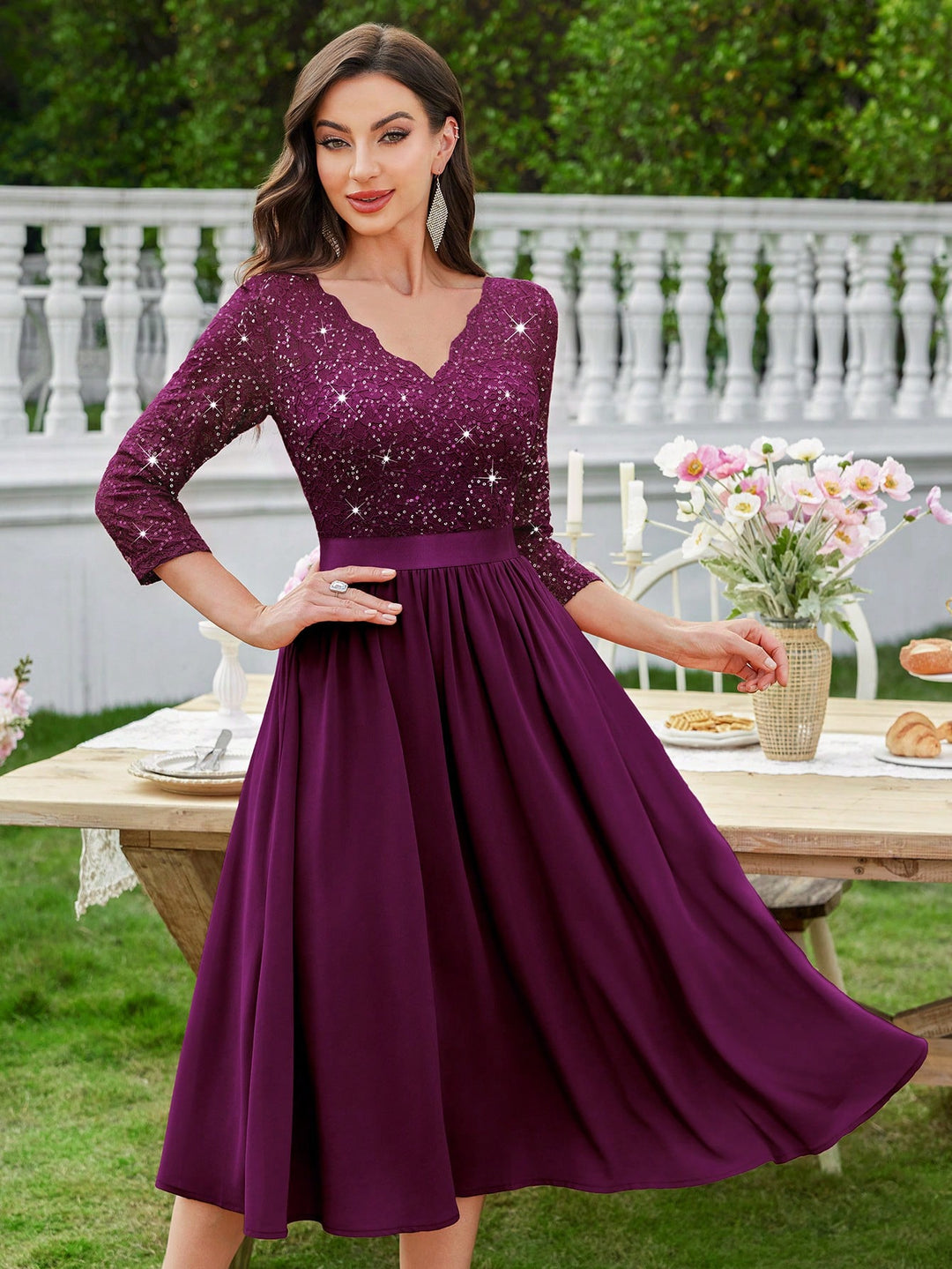 Rochie midi SHEIN, vișiniu