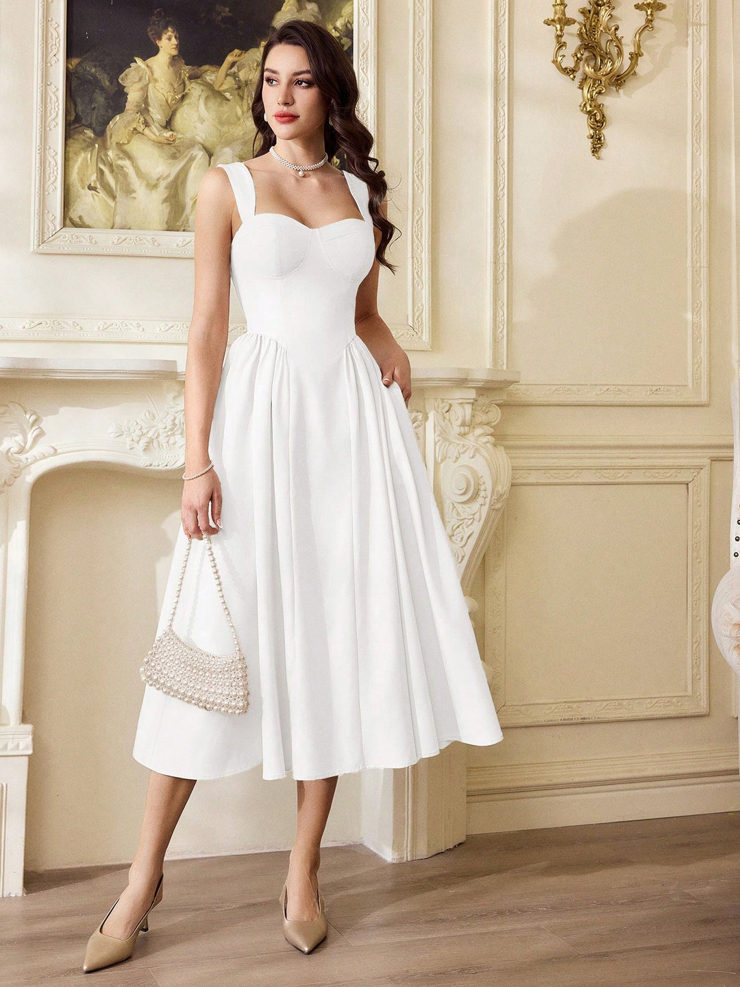 Rochie midi SHEIN, alb