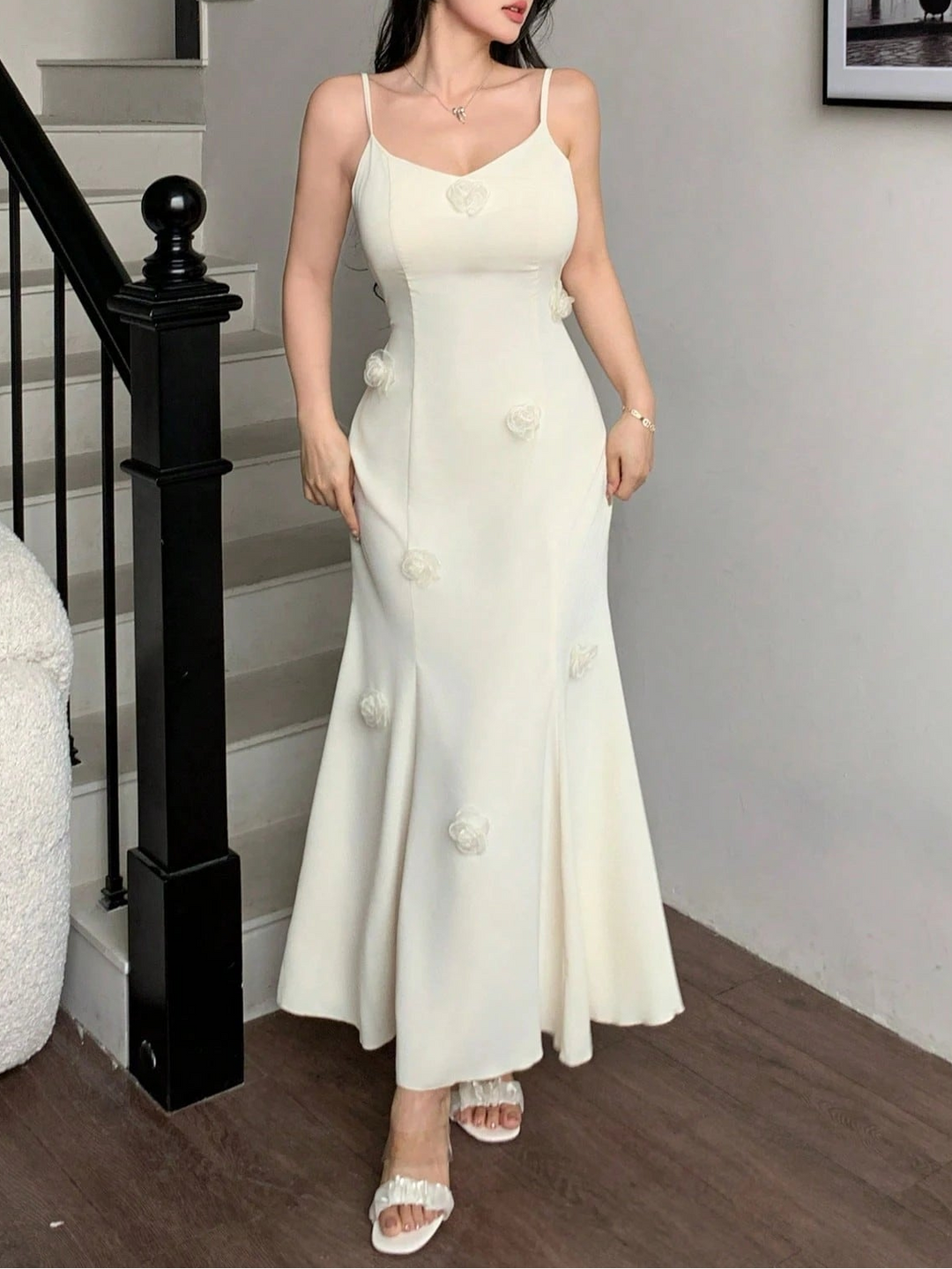 Set rochie și sacou SHEIN, crem