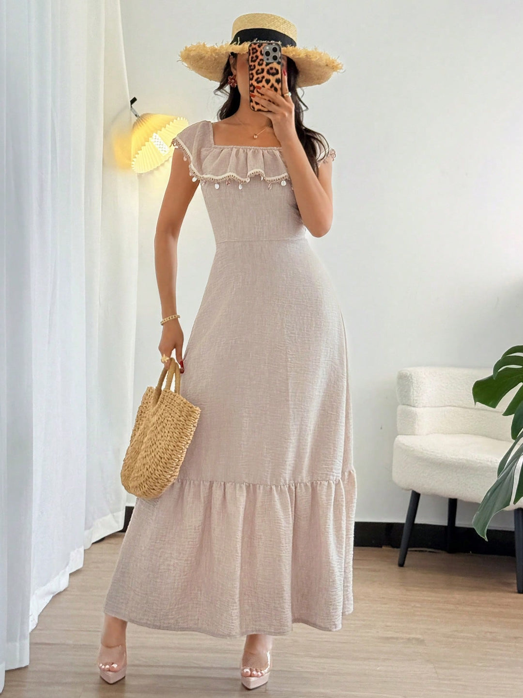 Rochie maxi SHEIN, kaki