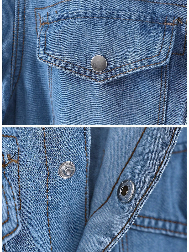 Cămașă casual din denim SHEIN, albastru