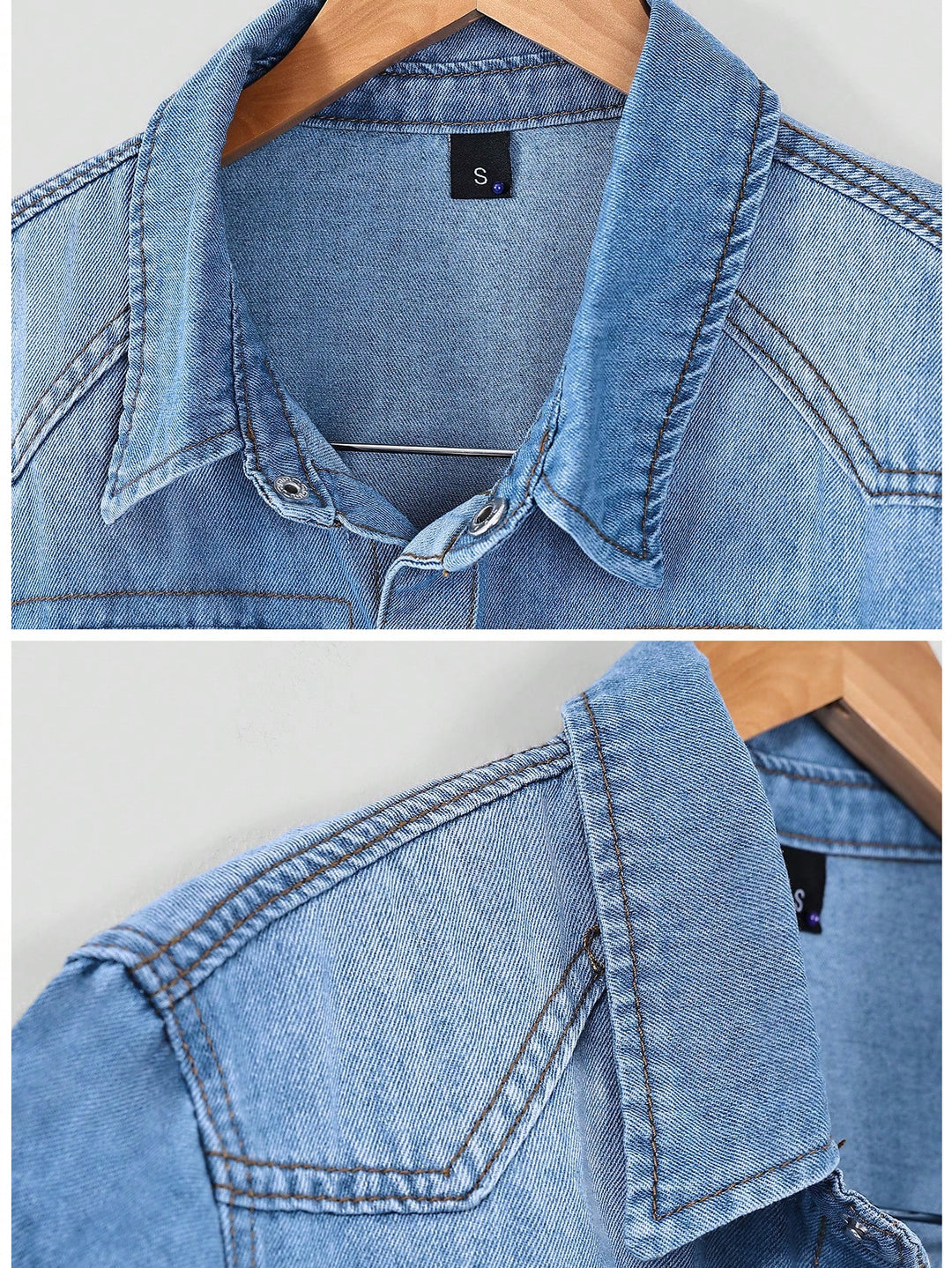 Cămașă casual din denim SHEIN, albastru