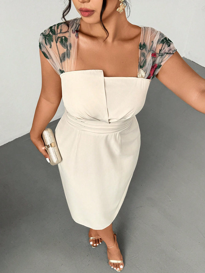 SHEIN krém maxi ruha