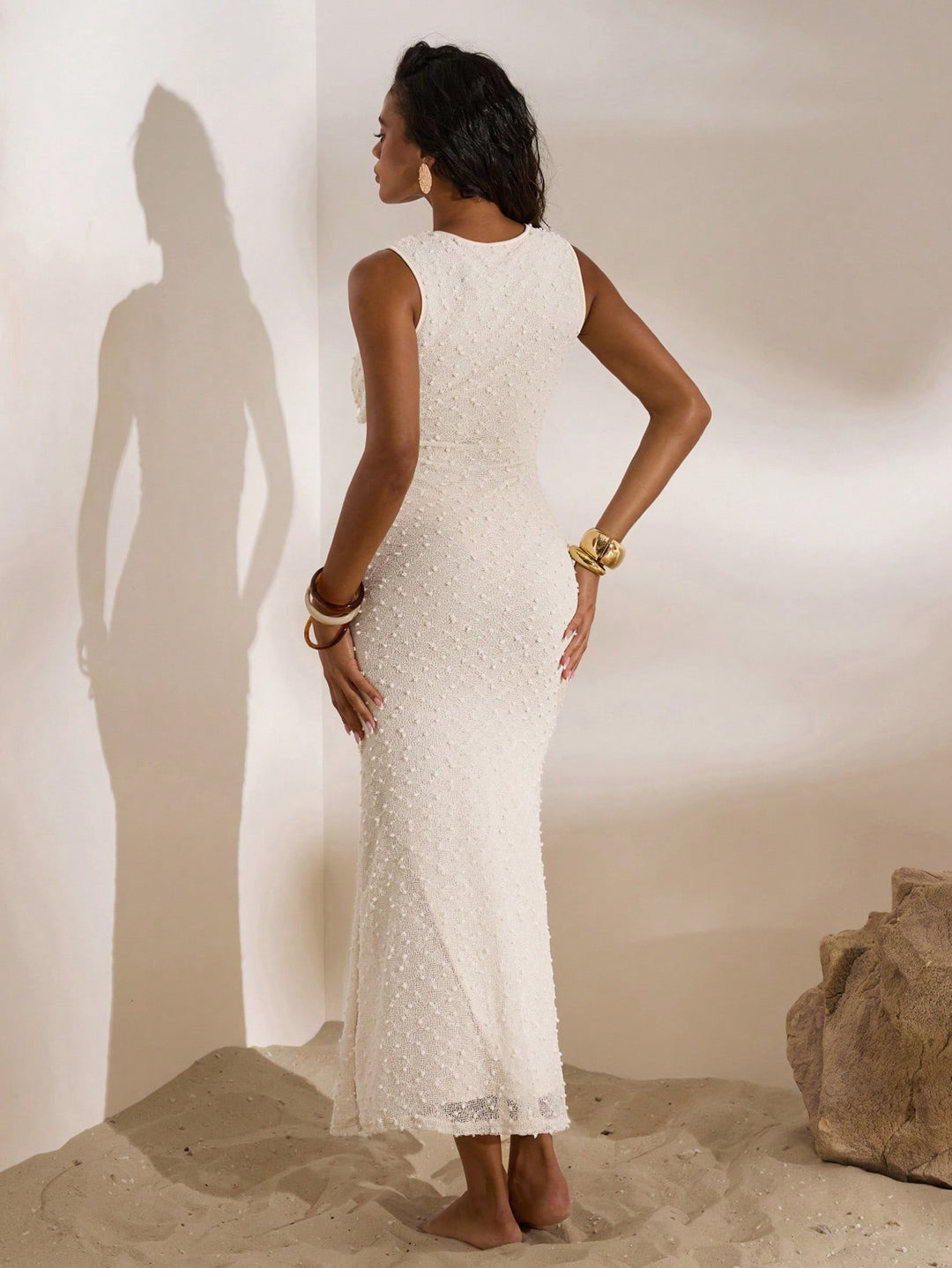Rochie maxi SHEIN, crem