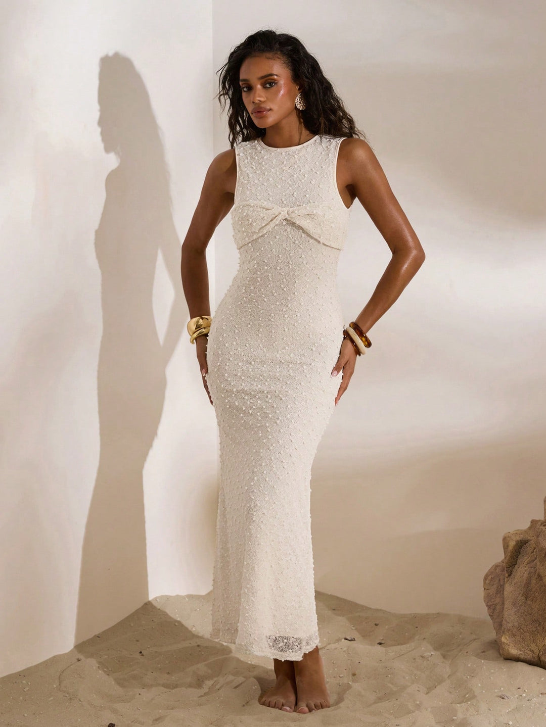 Rochie maxi SHEIN, crem