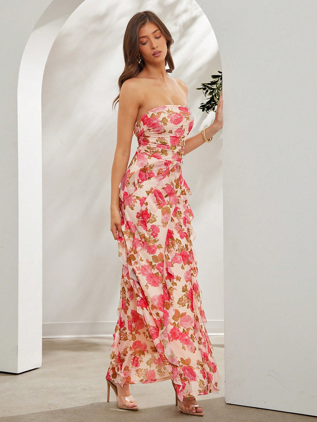 Rochie maxi SHEIN, bej