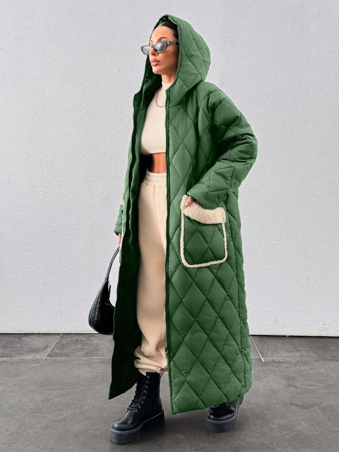 Geacă lungă SHEIN, verde