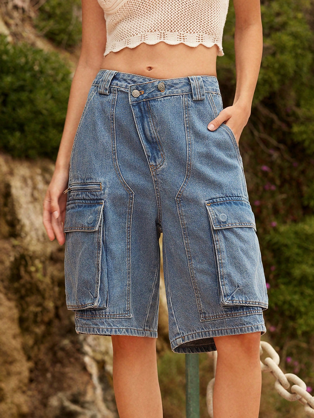 Pantaloni scurți SHEIN, albastru