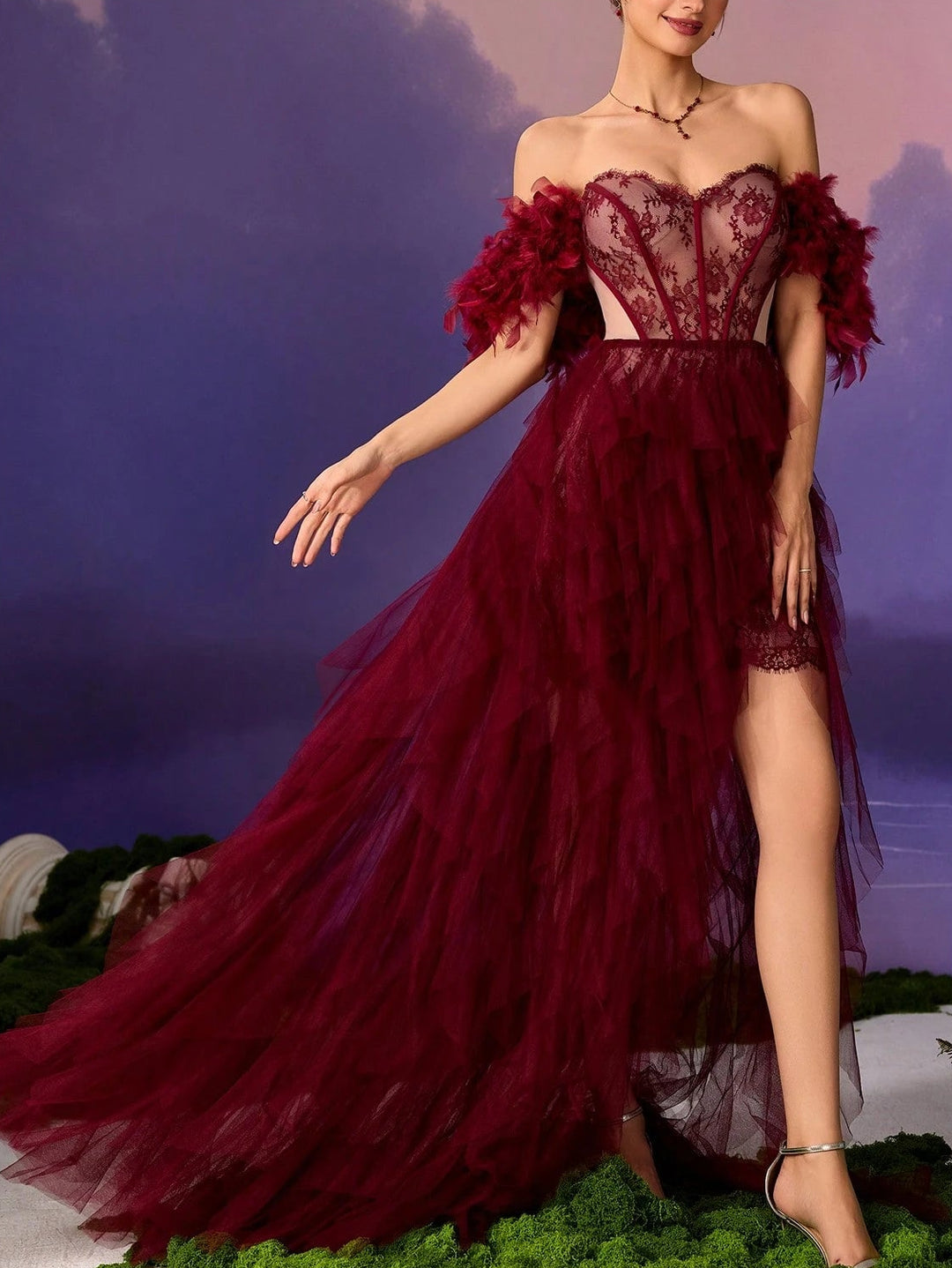 Rochie de ocazie SHEIN, vișiniu