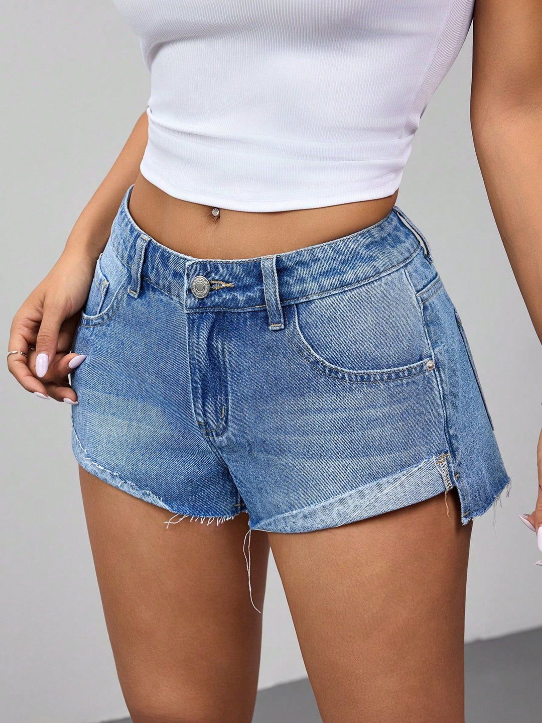 Pantaloni scurți de blugi SHEIN, albastru