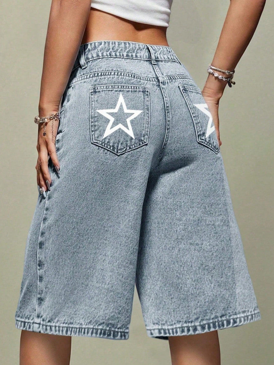 Pantaloni 3/4 SHEIN, albastru