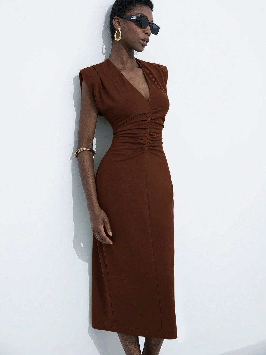 Rochie midi SHEIN, maro