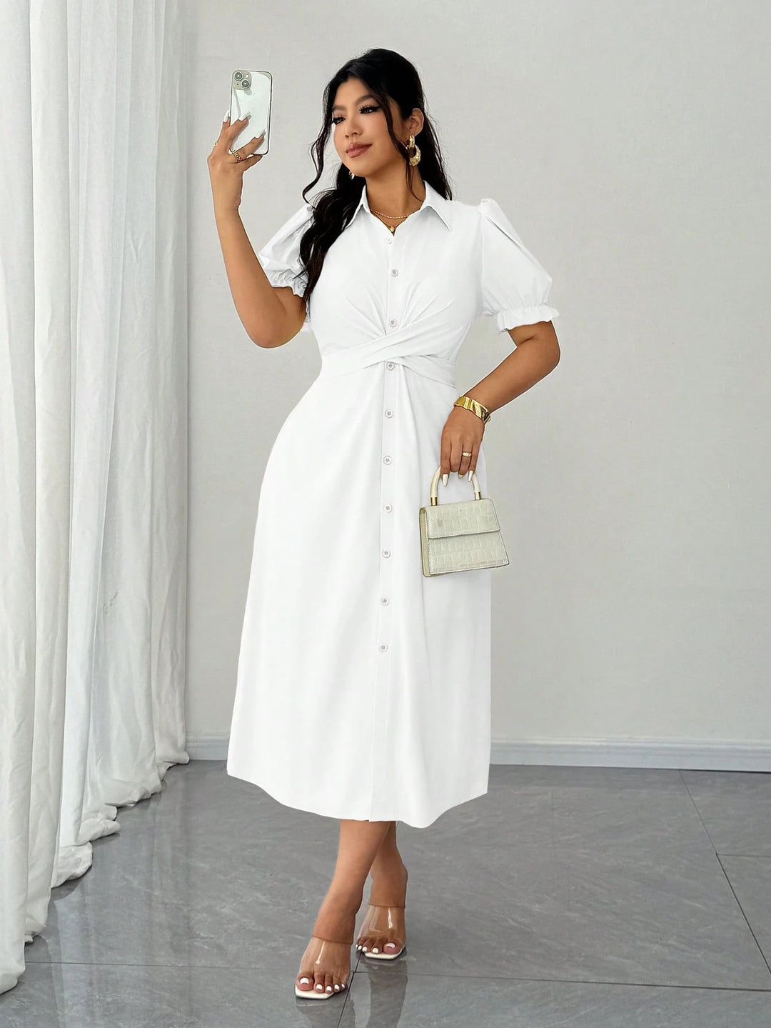 Rochie midi SHEIN, alb