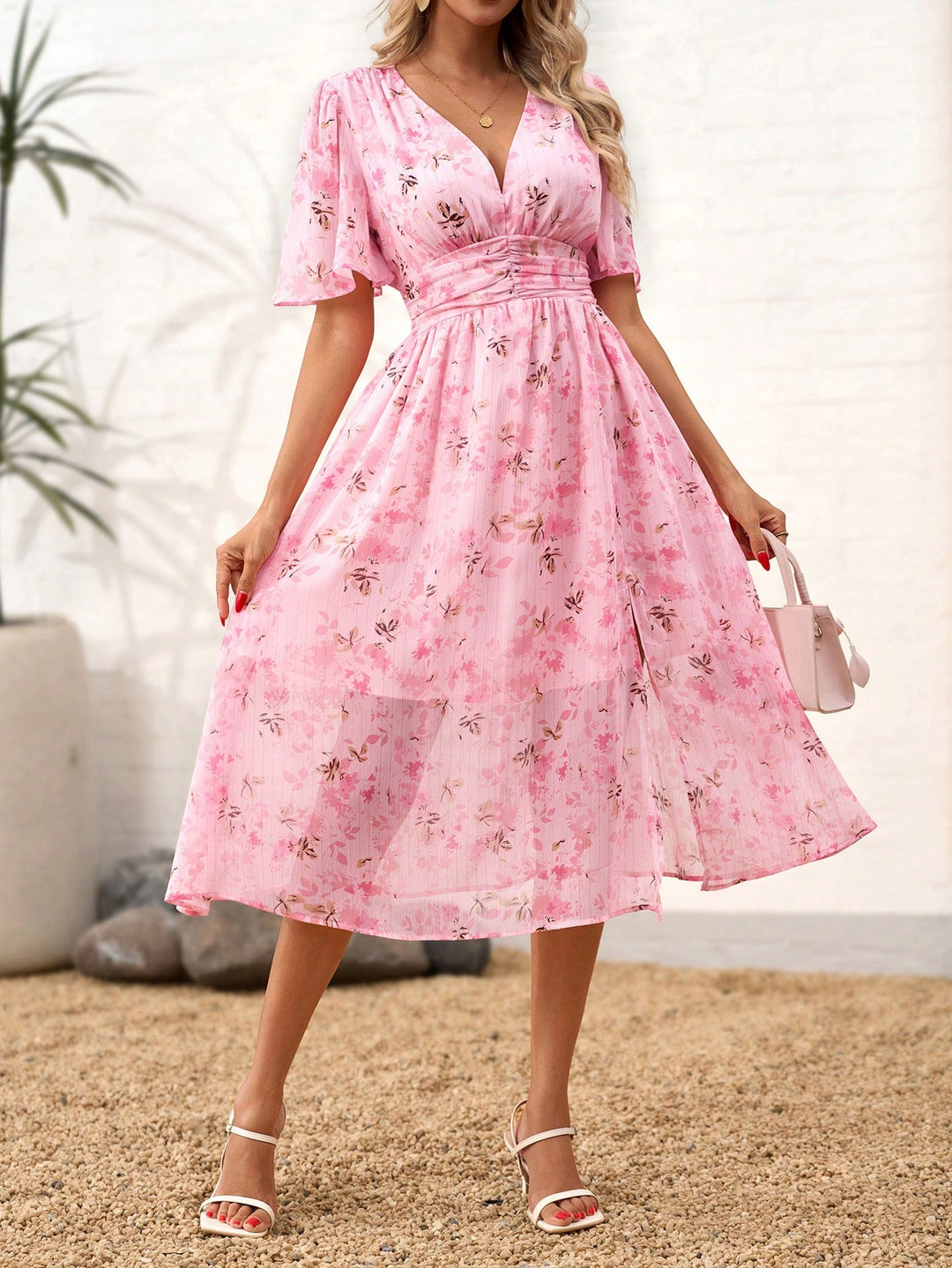 Rochie midi SHEIN, roz