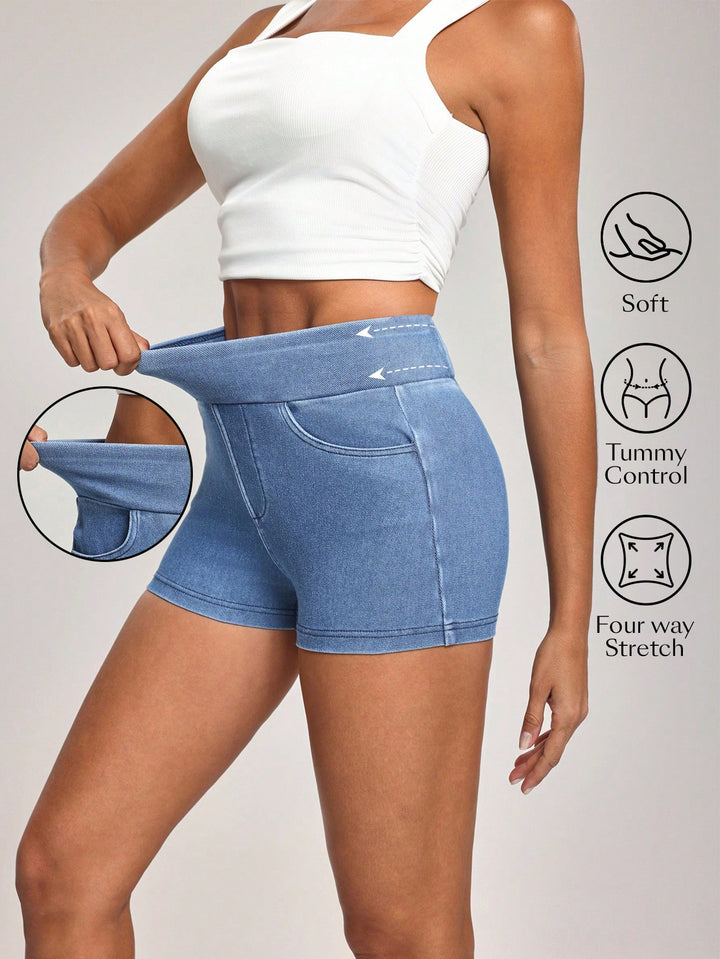 Pantaloni scurți SHEIN, albastru