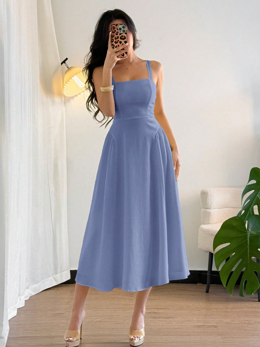 SHEIN midi ruha, kék