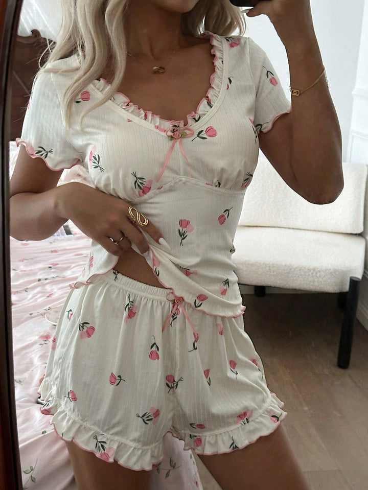 Compleu pijamale SHEIN, crem