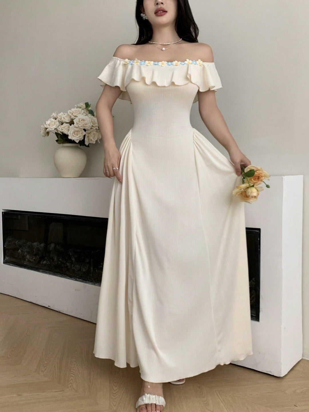Rochie maxi SHEIN, bej