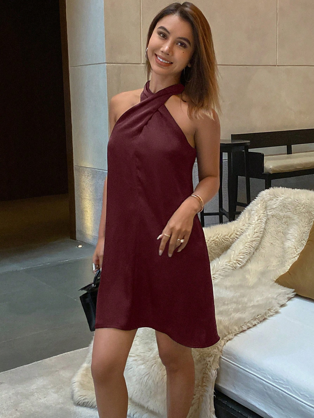 Rochie scurtă SHEIN, vișiniu