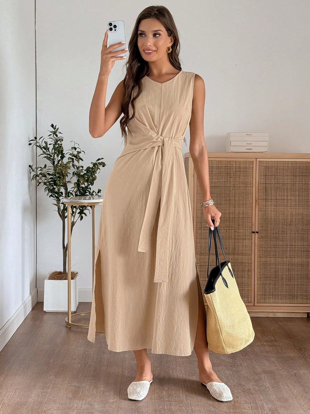 Rochie maxi SHEIN, kaki