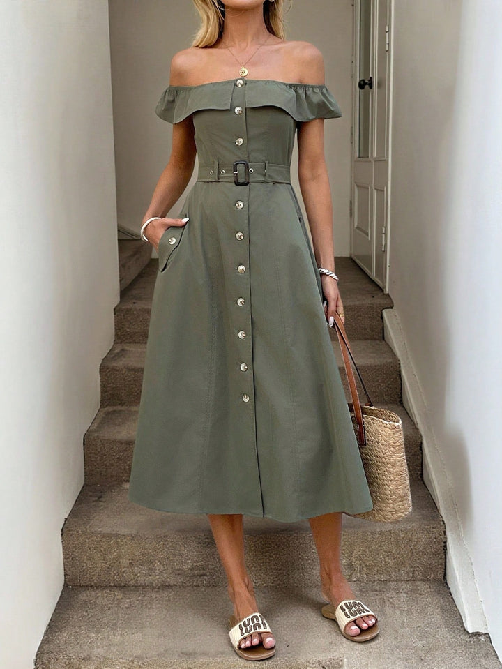Rochie midi SHEIN, kaki