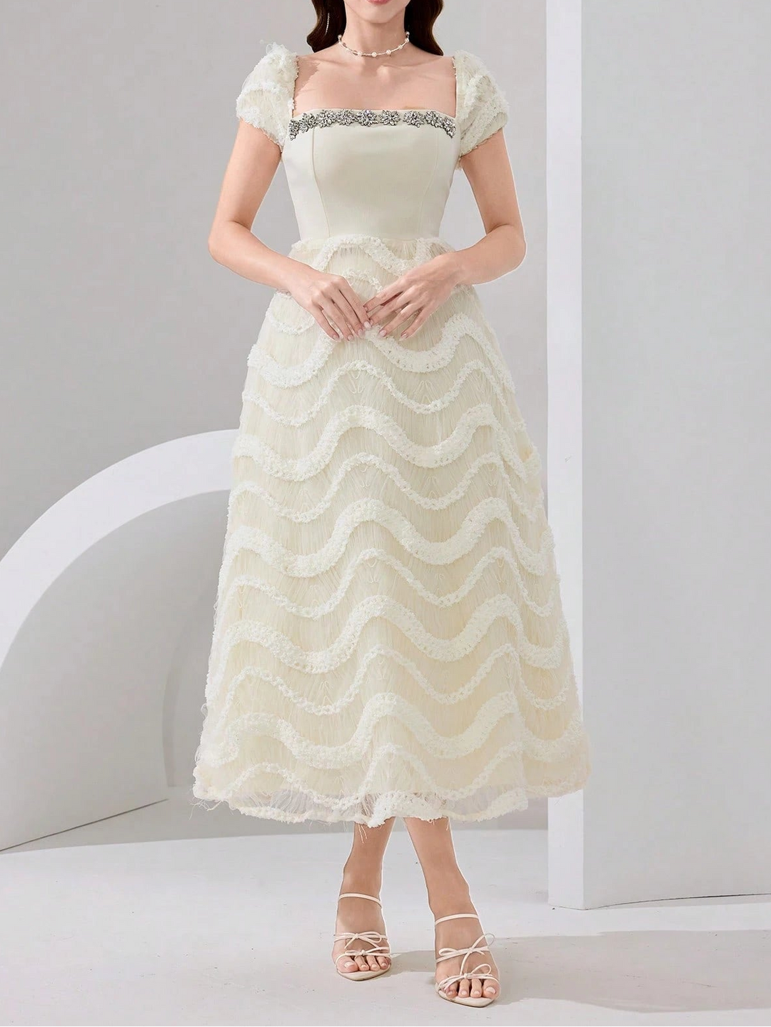 Rochie maxi SHEIN, crem