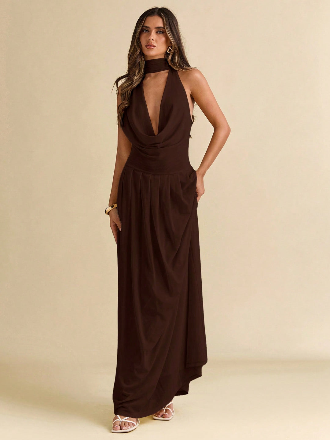 Rochie maxi SHEIN, maro