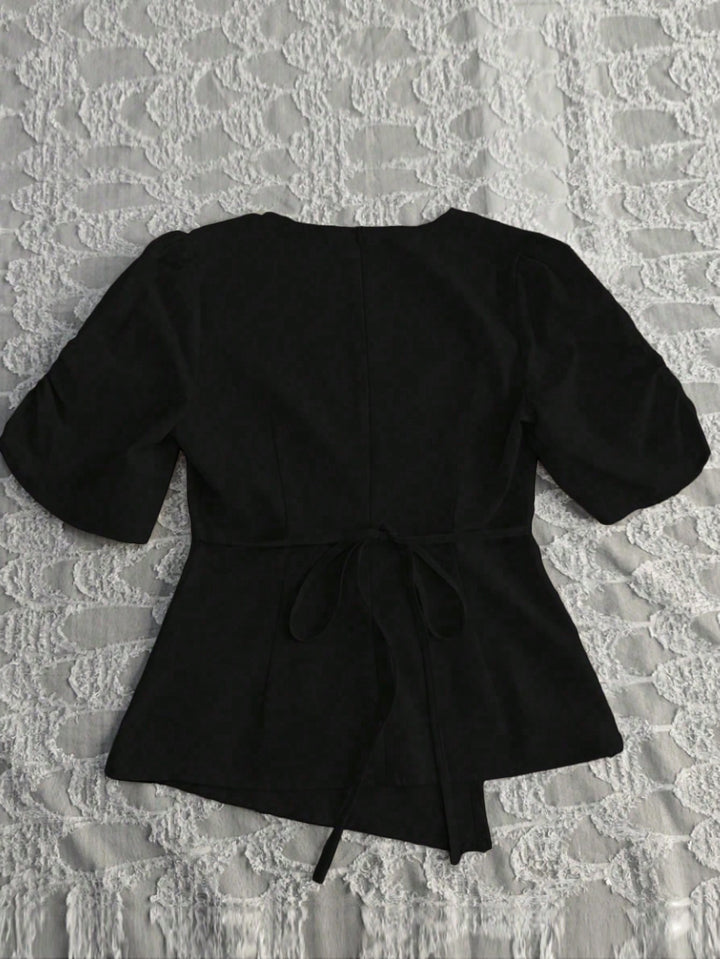 Cămașă cu mânecă scurtă SHEIN, negru