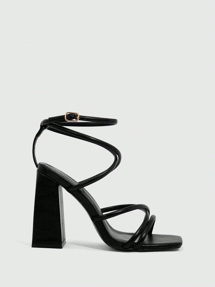 Sandale cu toc SHEIN, negru