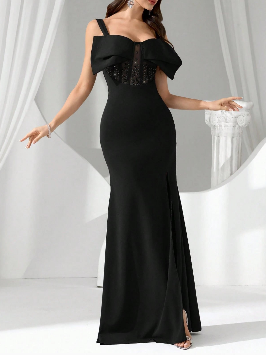 Shein maxi ruha, fekete