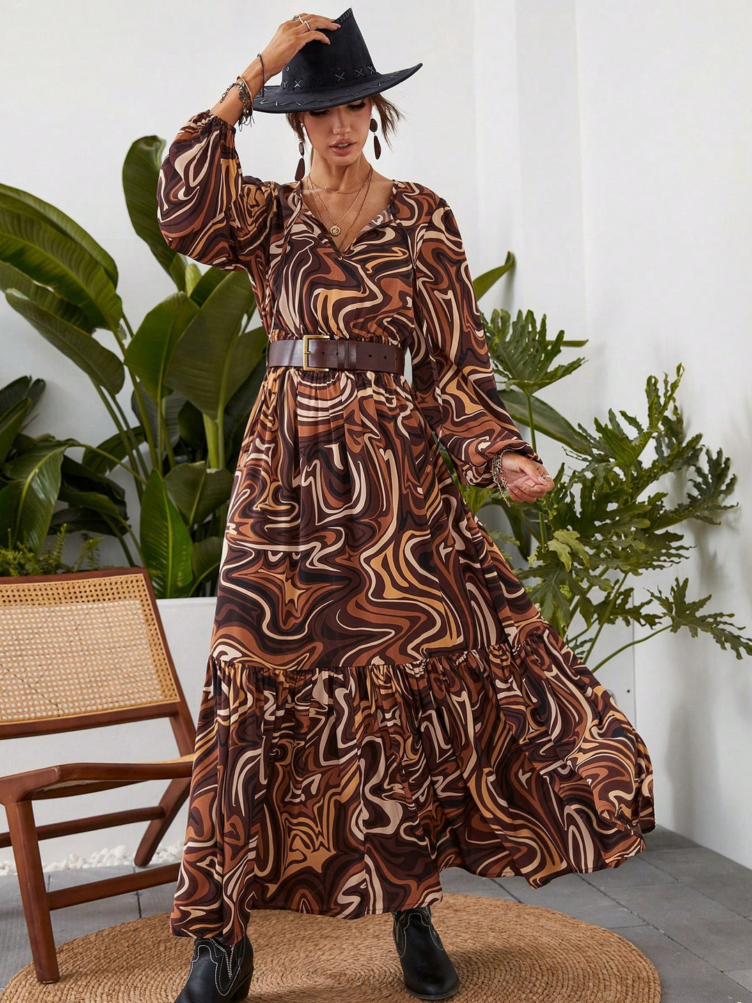 Rochie maxi SHEIN, maro